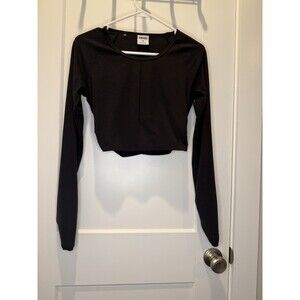 Gymshark Whitney Simmons Black Long Sleeve Open Back Crop Top Medium Activewear